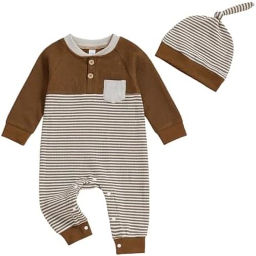 Newborn Baby Boy Romper Coming Home Outfit Infant Long Sleeve One Piece Jumpsuit Fall Winter Clothes