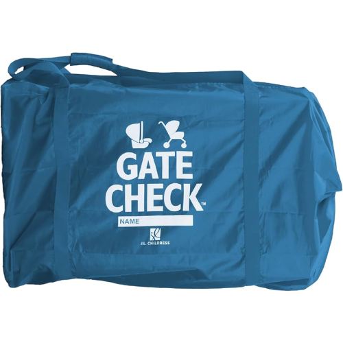 J.L. Childress Gate Check Bag for Single & Some Double Strollers - Travel Bag for Airplane, Fits Most Standard Baby Strollers, Airport Accessories Gate Check, Flying Essentials - Deluxe, Blue