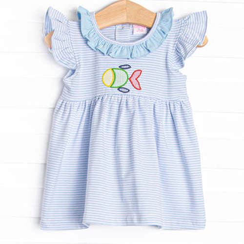 Fintastic Friend Applique Dress, Blue – Stitchy Fish