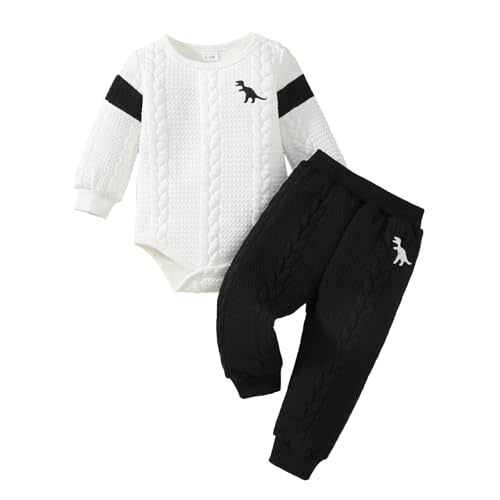 Megeoly Newborn Baby Boy Outfit Knitted Long Sleeve Romper and Pants Set Infant Fall Winter Clothes