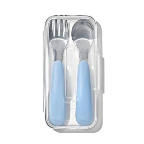 OXO Tot 2pc On the Go Fork and Spoon Stainless Steel Baby Utensil Set - Dusk