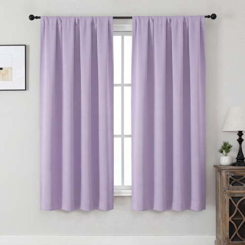 MKHILL Aether Lavender Thermal Insulated Blackout Curtains 2 Panels, 63 Inch Long Rod Pocket Room Darkening Window Drapes for Bedroom Living Room Kids Room, Each 40" W x 63" L, Lavender