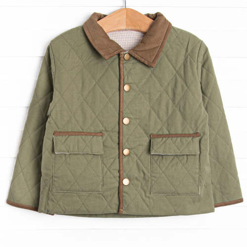 Corduroy Collar Quilted Coat, Green – Stitchy Fish
