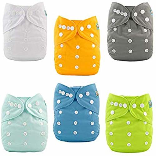ALVABABY Baby Cloth Diapers One Size Adjustable Washable Reusable for Baby Girls and Boys 6 Pack with 12 Inserts 6BM98 - Sets 6BM98