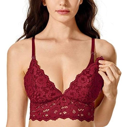 MOMANDA Women's Lace Nursing Bra Wirefree Padded Breastfeeding Maternity Bralette Cute