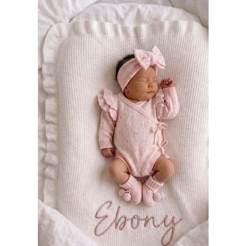 DOUBLE FLUTTER POINTELLE KIMONO BODYSUIT