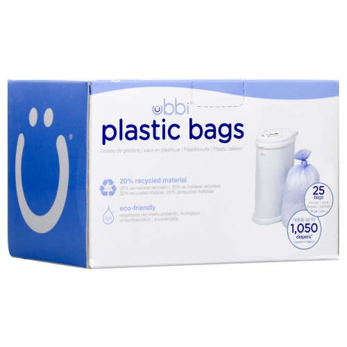 Ubbi Diaper Pail Plastic Bags, Purple, 25 Count, 13 Gallon