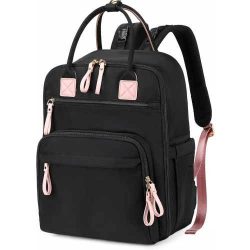 18 Pockets Large Diaper Bag Backpack with 4 Insulated Pockets and Stroller Clips, Baby Shower Essentials (Black, Large)