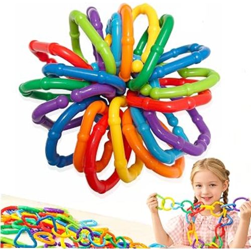 50PCS Baby Rings Toy Links Plastic Babies Teething Ring Attach Baby Toys to Strollers or Carrier Seat or Baby Bouncers for Infants