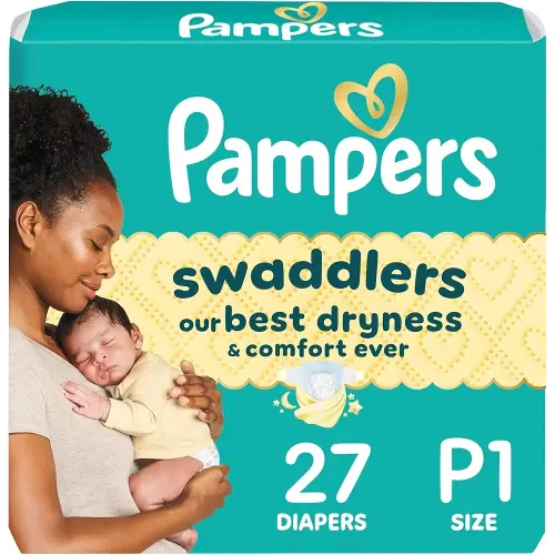 Pampers Baby Diapers - Swaddlers - Size P1, 27 Count, Ultra Absorbent Disposable Preemie Diaper