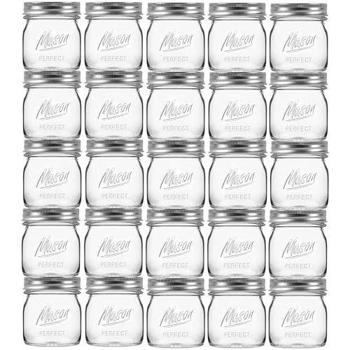 Esrentle 24 Pack 8 oz Mason Jars with Regular Lids - Mini Glass Clear Mason Jars, Small Half Pint Canning Jars with Airtight Lids for Jam, Honey, Baby Foods, Overnight Oats, Party Favors