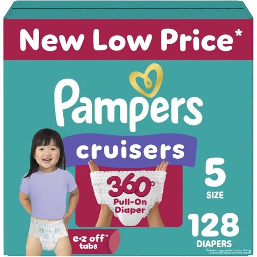 Pampers Diapers - Cruisers 360 - Size 5, 128 Count, Babyproof up to 100% Leakproof Pull-On Diaper
