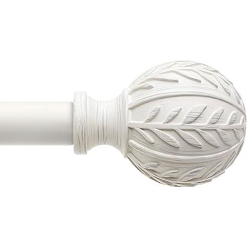 QDWIS Antique White Curtain Rods for Windows 28 to 48 inch,1" Adjustable Heavy Duty Window Curtain Rod with Leaf Finials,Rustic Decorative Drapery Rods Set,Size:18-60''
