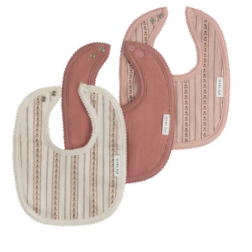 Baby Girl Muslin Bib 3-Pack | Jersey Cotton | Linear Tulip | Ely's & Co – Ely's & Co.