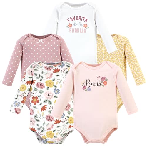 Hudson Baby baby-girls Cotton Long-sleeve Bodysuits 5-pack
