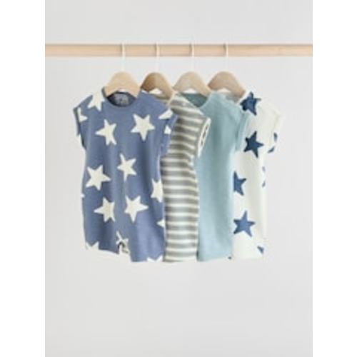 Buy Teal Blue Jersey Baby Rompers 4 Pack from Next USA
