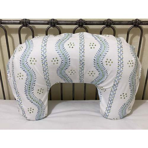 Baby Boy Nursing Pillow Cover, Blue and Green Floral Stripes Nursing P - Just Baby Designs
