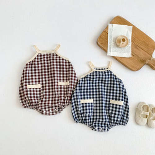 Newborn Plaid Sleeveless Romper | RYAN AND REMI