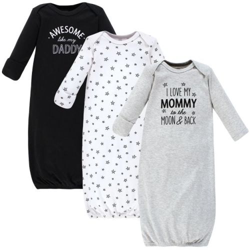 Hudson Baby Infant Boy Cotton Gowns, Mom Dad Moon And Back, 0-6 Months