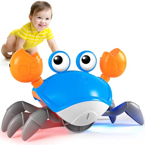 Crawling Crab Toy, Infant Tummy Time Baby Toys, Fun Interactive Dancing Walking Moving Toy Babies Sensory Induction Crabs with Music, Baby Toys 0-6 to 12-18 Months Boys Girls Toddler Birthday Gift