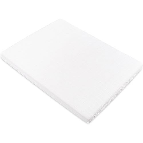 Babyletto 100% Organic Cotton All-Stages Midi Crib Sheet, GOTS-Certified, Fitted 360°, Ultra-Soft and Breathable Muslin - Plain White