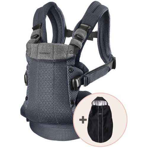 BabyBjörn Baby Carrier Harmony, 3D Mesh + Cover Bundle - Anthracite / Black