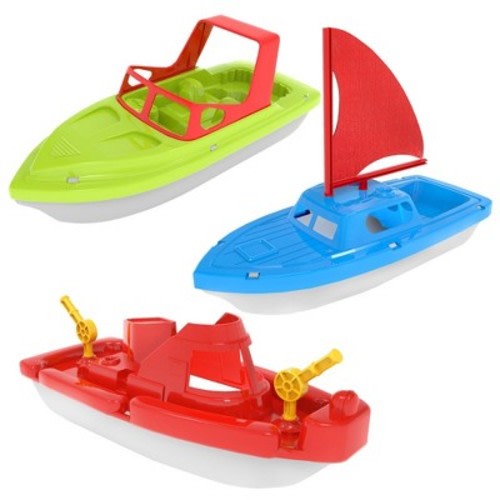 Fun Little Toys 3Pcs Boat Toy Set, Speed Boat, Sailing Boat & Aircraft Carrier, Bath & Pool Toys for Toddlers, Birthday Gift for Boys & Girls Ages 1-4