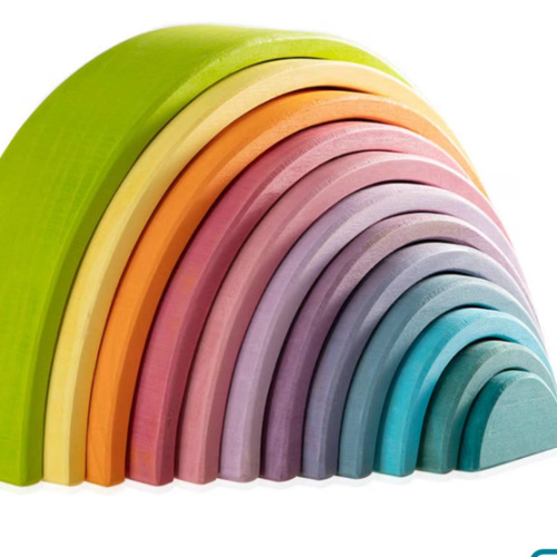 Amazon.com: MERRYHEART Wooden Rainbow Stacking Toy, 12 Piece Multicolor Wooden Arch Stacker, Extra Large Pastel Bow Shaped Stacking Toy, Nesting Puzzle Building Blocks Educational Toys for Kids Toddlers