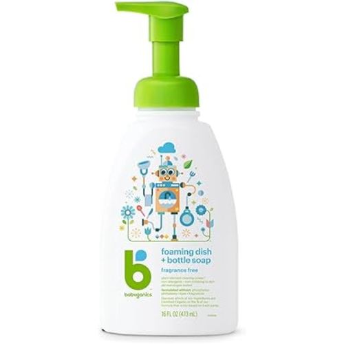 BabyGanics Foaming Dish Soap, Pump Bottle, Fragrance Free, 16 oz.