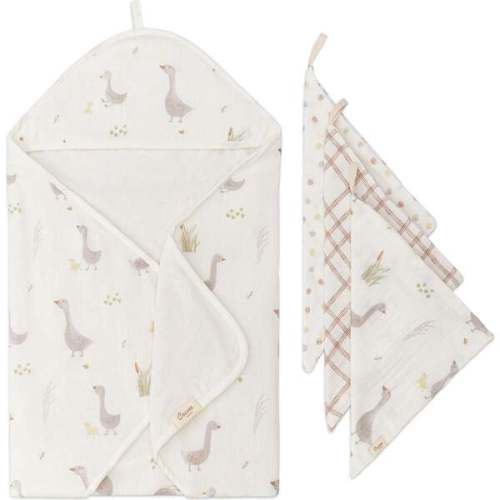 Charlie Farmhouse Goose Baby Bath Towel & Wash Cloth Set - Crane Baby | Maisonette