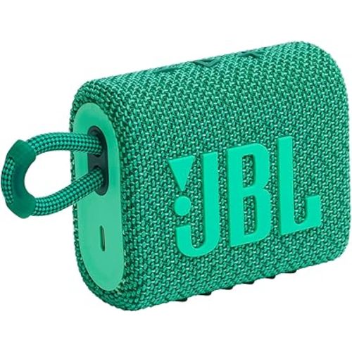 JBL Go 3 Eco - Portable Mini Bluetooth Speaker, big audio and punchy bass, IP67 waterproof and dustproof, 5 hours of playtime, Made in part with recycled materials (Eco Green)