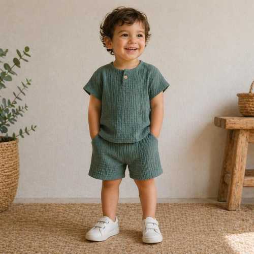 Organic Cotton Baby Set – Breathable Summer Toddler Two-Piece Suit