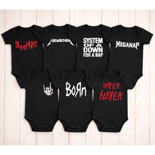 Metal Baby Bodysuit Bundle – 7 Pack |  Alternative Baby Shower Gifts