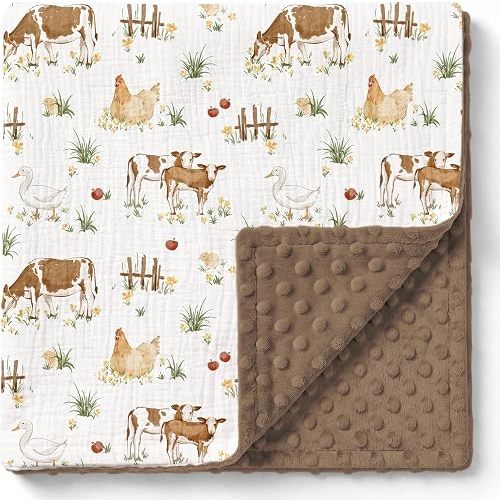 GLLQUEN BABY Muslin Baby Blankets for Boys & Girls, 2-Layer Toddler Blanket
