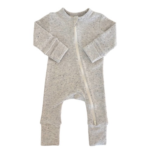Heather Speckle / 2-Way Zip Romper | 7th & Co. Essentials
