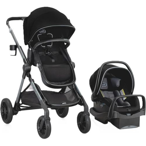 Evenflo Pivot Xpand Modular Travel System with LiteMax Infant Car Seat (Ayrshire Black)