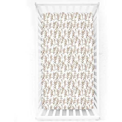 Crib Sheet Set 100% Jersey Cotton, Fitted Cotton Baby & Toddler Universal Crib Sheets (White Sage)