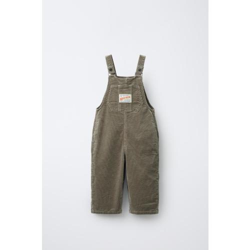 CORDUROY OVERALLS WITH LABEL - Green | ZARA United States