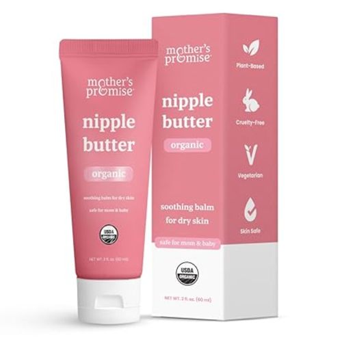 Organic Nipple Butter for Breastfeeding Mothers | Lanolin Free Nipple Cream, Safe for Nursing Moms & Babies | No Need to Wash Balm for Dry Skin & Breast Feeding, Breastfeeding Essentials