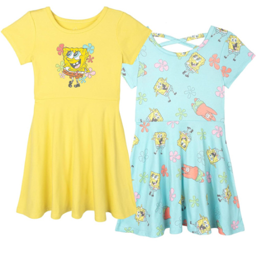 SPONGEBOB SQUAREPANTS Girls' 2-Piece Skater Dress Set Toddler to Big Kid