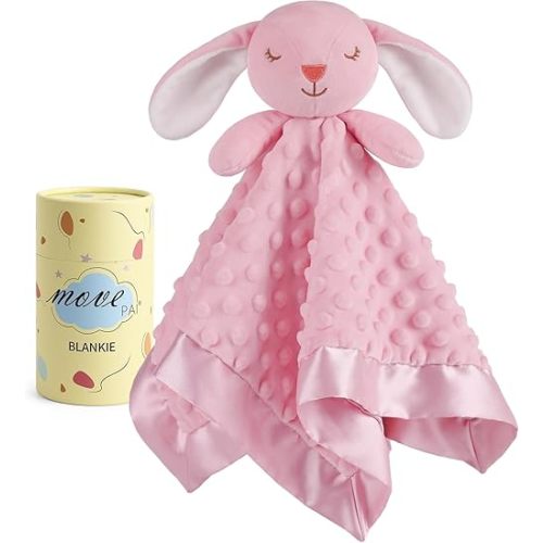 Loveys for Babies, Soft Baby Security Blanket Lovies for Babies, Stuffed Animals Blankie for Newborn Infant with Baby Snuggle Toy, Gilrs Gifts Pink Bunny Security Blanket 16 Inch