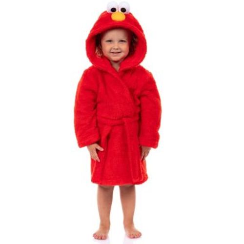 Intimo Sesame Street Toddler Robe Elmo Plush Faux Fur Hooded Bathrobe (5T) Red