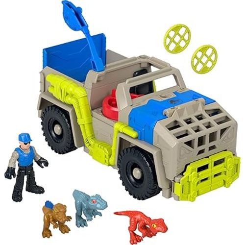 Fisher-Price Imaginext Jurassic World Dinosaur Toys Track & Transport Dino Truck & Figure Set for Pretend Play Kids Ages 3+ Years