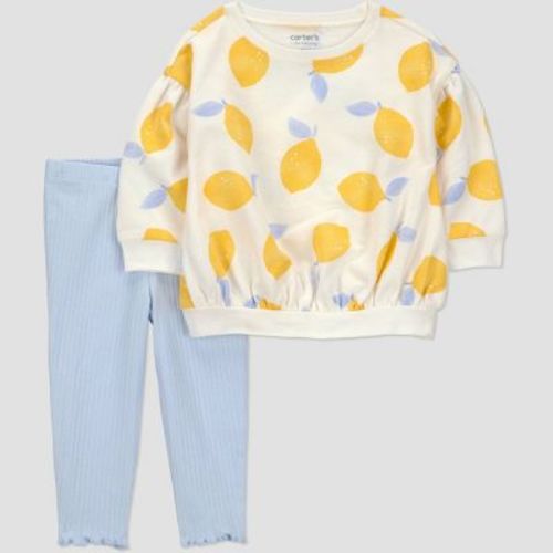 Carter's Just One You® Baby Girls' 2pc Lemon Sweatshirt and Leggings Set- Cream