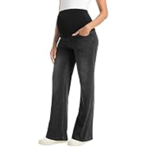 V VOCNI Maternity Jeans Straight Leg Pregnancy Wide Leg Denim Pants | Stretchy Denim, Over Bump Support, Pockets, Loose Fit, Pregnancy Pants for Work, Trendy Spring Fall Maternity Clothes