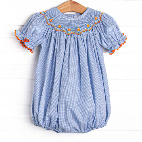 Too Sweet to Spook Smocked Girl Bubble, Blue – Stitchy Fish