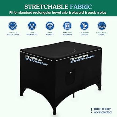 Amazon.com: Pack N Play Blackout Cover, Hiaksedt Crib Canopy Cover for Pack and Play, Breathable Blackout Tent for Travel Crib, Portable Stretchy Netting Cover for Indoor Outdoor Travel Playard : Baby