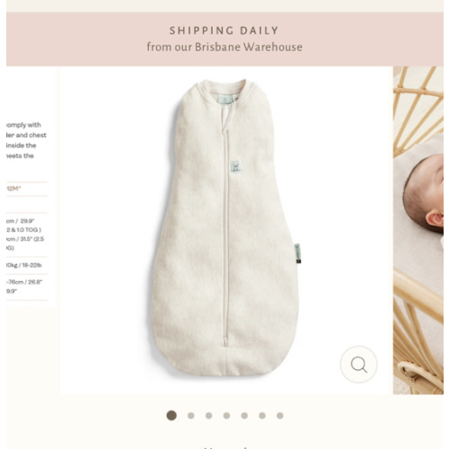 ergoPouch Cocoon Zip Swaddle Bag 1.0 TOG - Oatmeal Marle