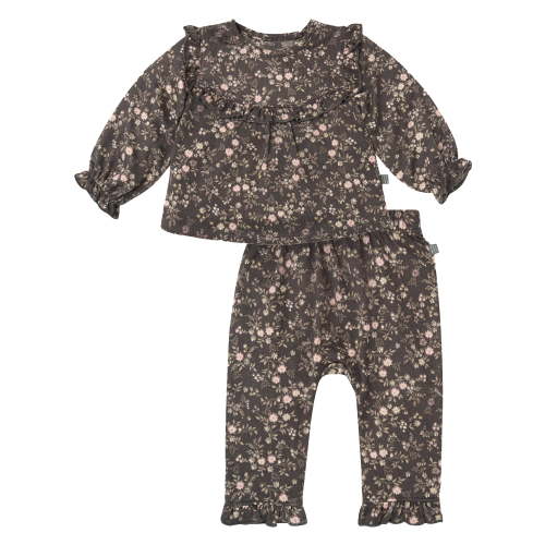 Modern Moments by Gerber Baby Girl Ruffle Bib Top and Pant Outfit Set, 2-Piece, Sizes 0/3 Months - 24 Months