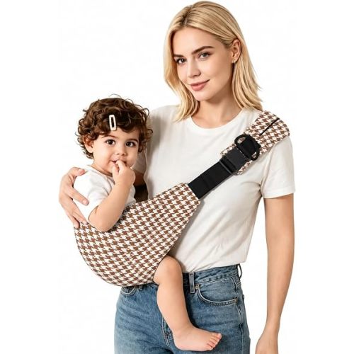 Baby Sling Carrier, Toddler Sling Carrier 20-44 lbs with Adjustable Straps, Portable and Lightweight Baby Carrier One Shoulder, Ideal for Hands-Free Parenting (Rich Brown)